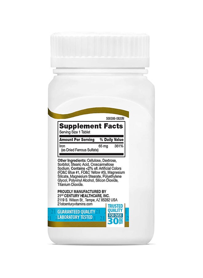 21st Century Iron 65 mg Ferrous Sulfate 325 mg - 120 Tablets - Image 3